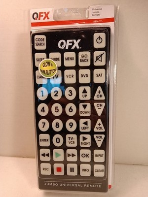 QFX REM-115 Jumbo 8-1 Universal Remote Control Glow In The Dark Buttons 