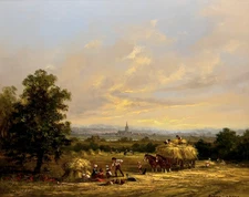 Gudrun Sibbons - Original Oil Painting - Harvest Time. English Landscape.