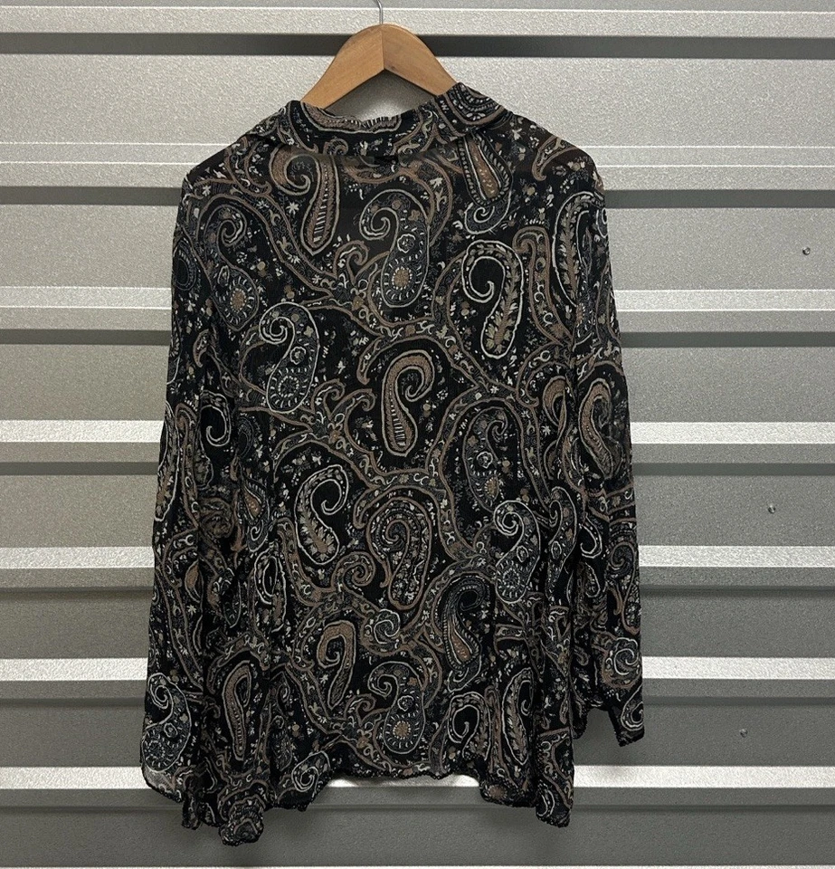 Blusa para mujer Lane Bryant 100 % seda cachemira cuello en V talla 26/28 Whimsigoth Top Foto 2 de 4