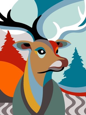 Seg De Paris Needlepoint canvas for halfstitch without yarn Deer Art SE926.36...