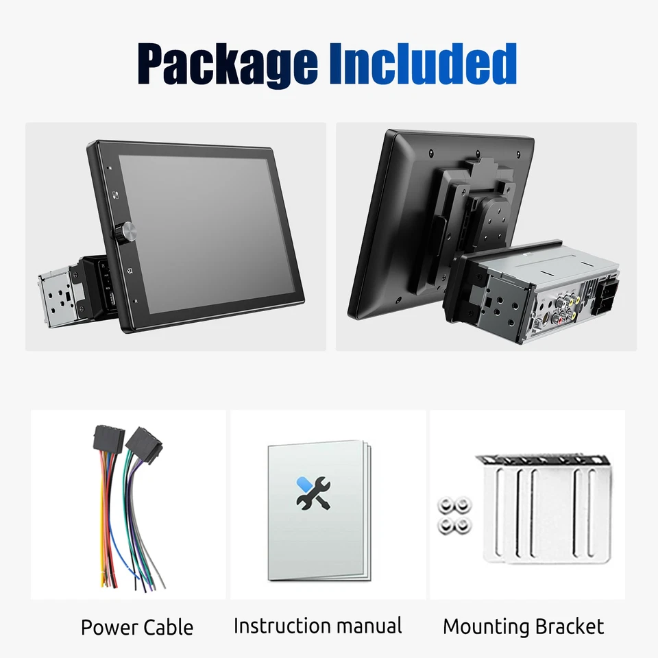 Apple Carplay 10.4" Rotatable Single Din Touch Screen Stereo Bluetooth GPS Radio - Image 2 of 4