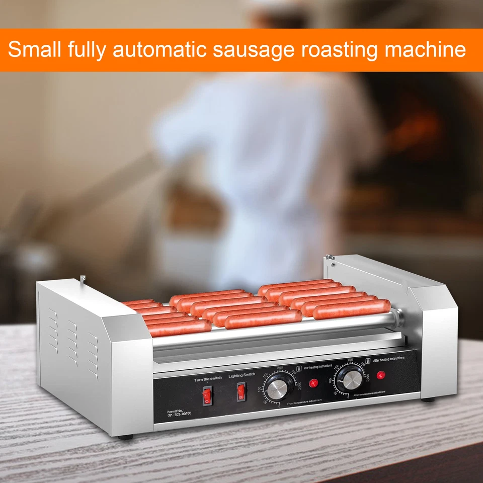 Griglia Hot Dog 1200W 7 Rulli Griglia Macchina, Rullo Hot Dog Elettrico Commerciale - Immagine 2 di 4