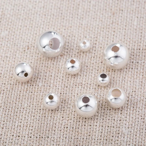 2-10MM Sterling Silver Round Beads Spacer Beads Silver Bead for Jewelry Making - Picture 2 of 29
