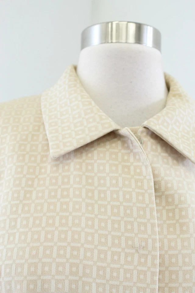 Chaqueta gabardina Tahari ASL Levine beige estampado geométrico en bloques talla 10 carrera Foto 4 de 4