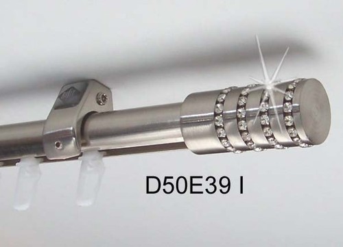 Innenlauf Edelstahl Look Gardinenstange 20mm Deckenträger - Kristall 1-lauf D50I - Bild 5 von 7