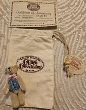 GANZ COLLEGE COLLECTIBLE BEAR CHARLES CC7221 MINIATURE 3"+Pouch+COA