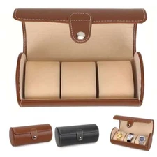 3 Slots Watch Travel Case PU Leather Box Collector Packaging Jewelry Storage
