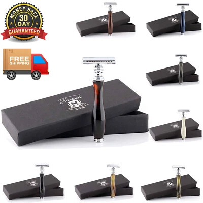 HARYALI LONDON Vintage Double Edge Safety Razor Classic Beard DE Trimmer Rasierer im Resin Griff
