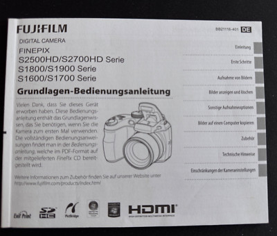 #A1130-Fujifilm Finepix S 1600,S1700,S1800,S1900,S2500HD,S2700 serie  Anleitung