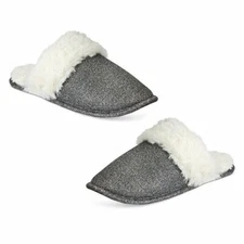 INC International Concepts Metallic in-outdoor Scuff Slippers Black Small 5-6