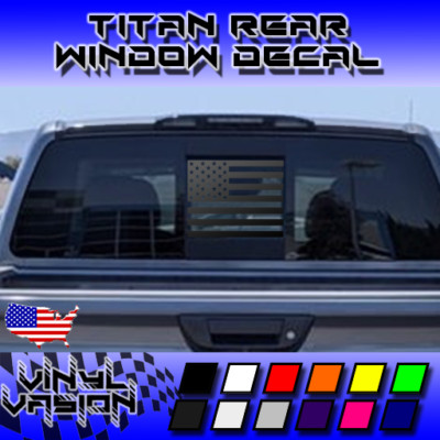 Rear Sliding Window American USA Flag Decal For Nissan Titan 2013-2021