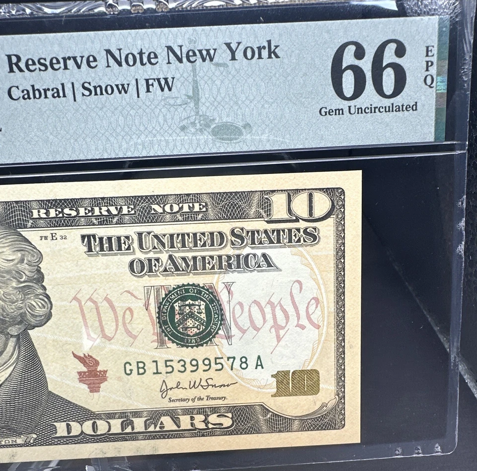 $10 2004A Federal Reserve Note New York Fr#2039-B (GBA Block) Cabral/Snow 66EPQ - Image 4 of 4