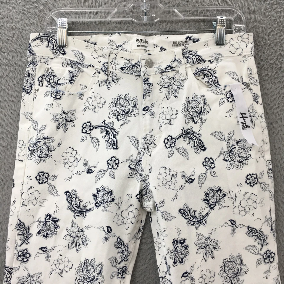 Pantalones ajustados Kensie Vintage Luxe The Ultimate de tiro alto para mujer 4/27 blancos con cremallera mosca Foto 2 de 4