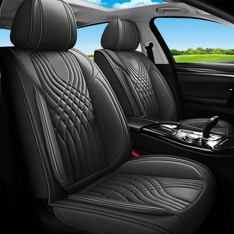 For Chevrolet Full Set Car Seat Covers Leather 5 Seats Front Rear Protector Pads - Image 2 of 4