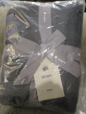 WEST ELM EUROPEAN FLAX LINEN LOFTY GRAPHITE/BLACK EURO PILLOW SHAM NEW