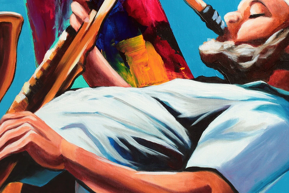 NOVAARTE Acryl Bild Gemälde Mann Abstrakt Malerei Kunst Modern Saxophon ORIGINAL - Bild 2 von 4