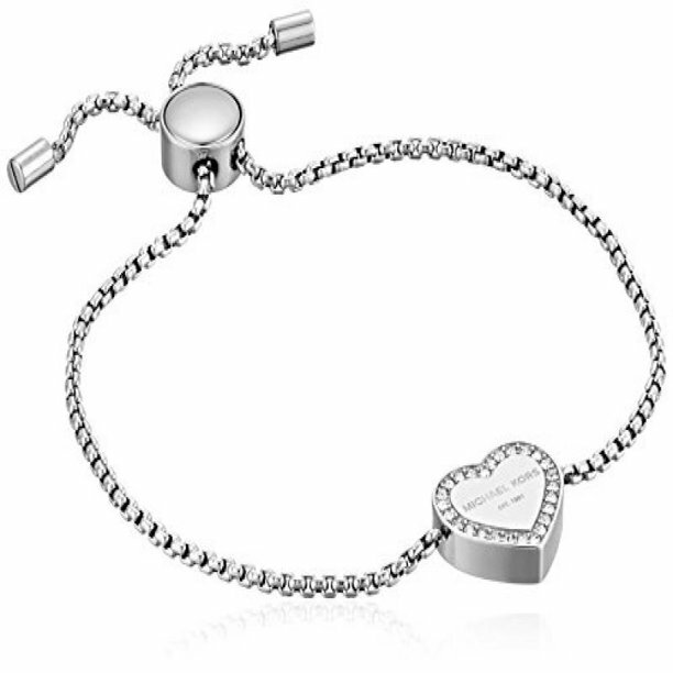 MICHAEL KORS MK Logo Heritage Silver Heart Slider Bracelet 