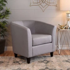 Prescott Modern Channel Stitch Upholstered Fabric Tub Club Chair
