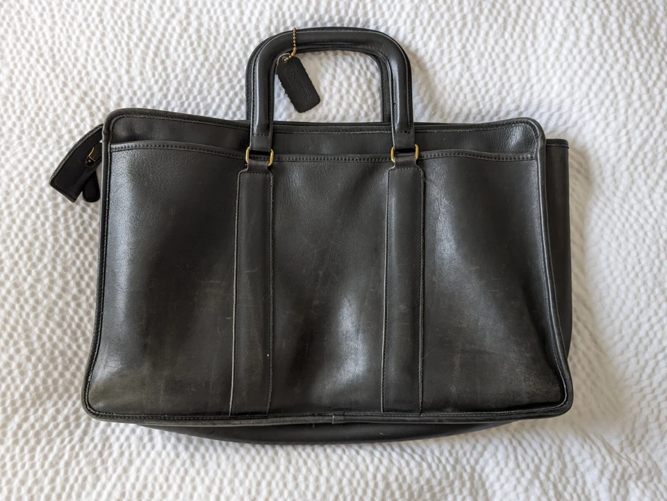 DE COLECCIÓN Bolso Coach Cuero Negro Portátil Maletín Grande Embajada Hecho en EE. UU. RARO Foto 2 de 4