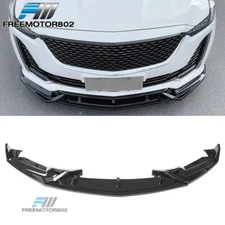 Fits 20-24 Cadillac CT5 3PCS Gloss Black PP Front Bumper Lip Spoiler Splitter
