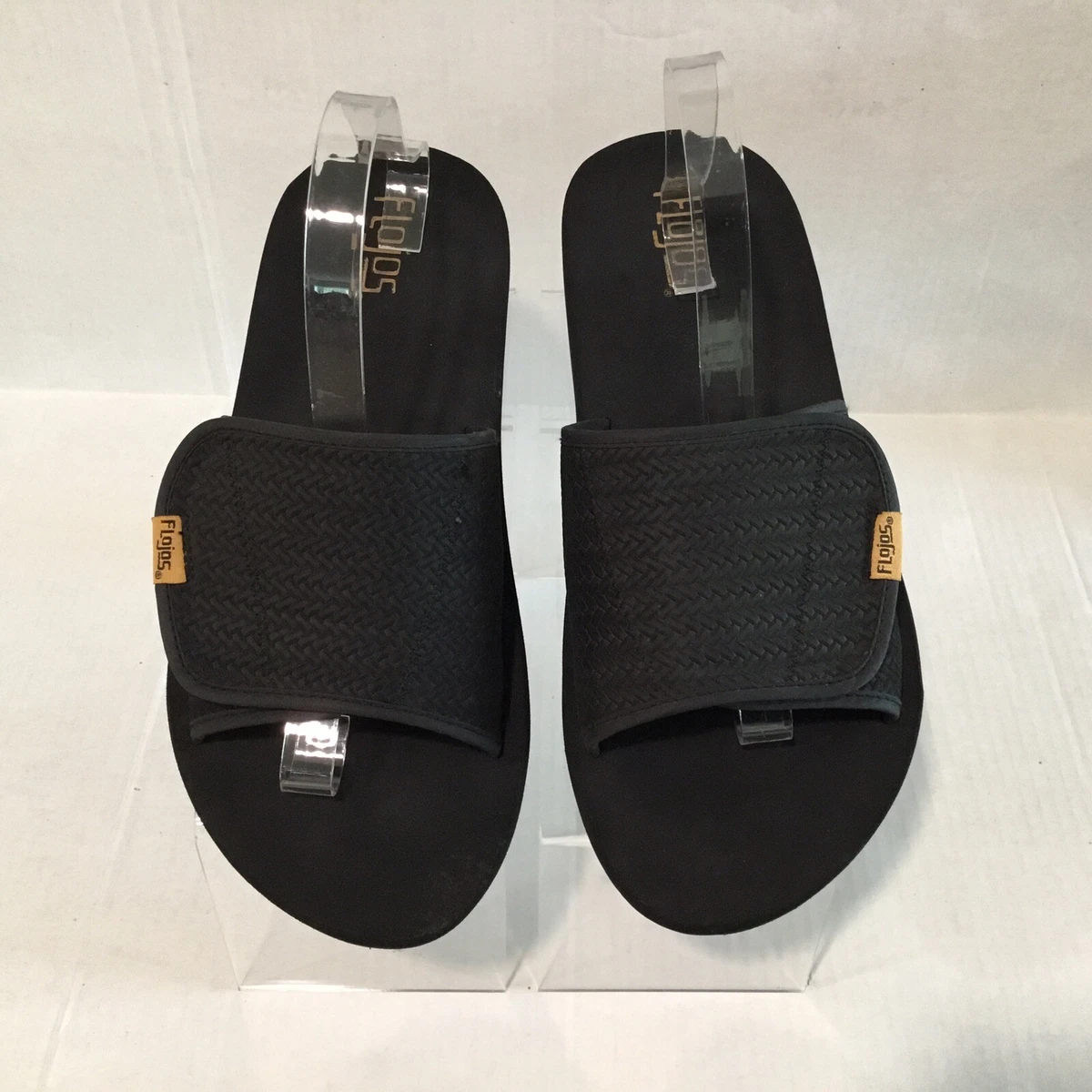 Flojos DUKE Synthetic Black Weave Open Toe Slide Sandals Mens Size 12