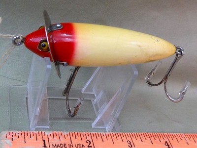 Heddon 210 Surface Lure, 3 1/2'', GE, 2 Pc. Flap Rig Hdw, C. 1936-45