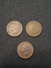 3 Vintage 1909 Indian Head Penny.  Key Date.  Last Year Issue
