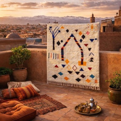 Moroccan Azilal Rug Handmade, Colorful Berber Rug, Wool Tribal Carpet, Boho Area
