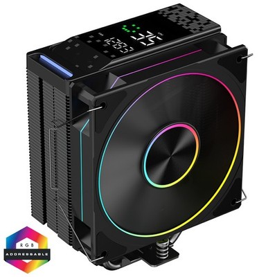PowerCool Typhoon Black ARGB Intel AMD CPU Kühler schwarz LED Temperaturanzeige