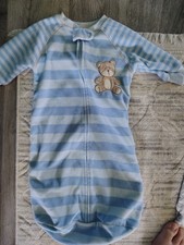 Carter's Blue White Fleece Baby Sleep Sack Swaddle Sleeper Bag 0-9 Months bear