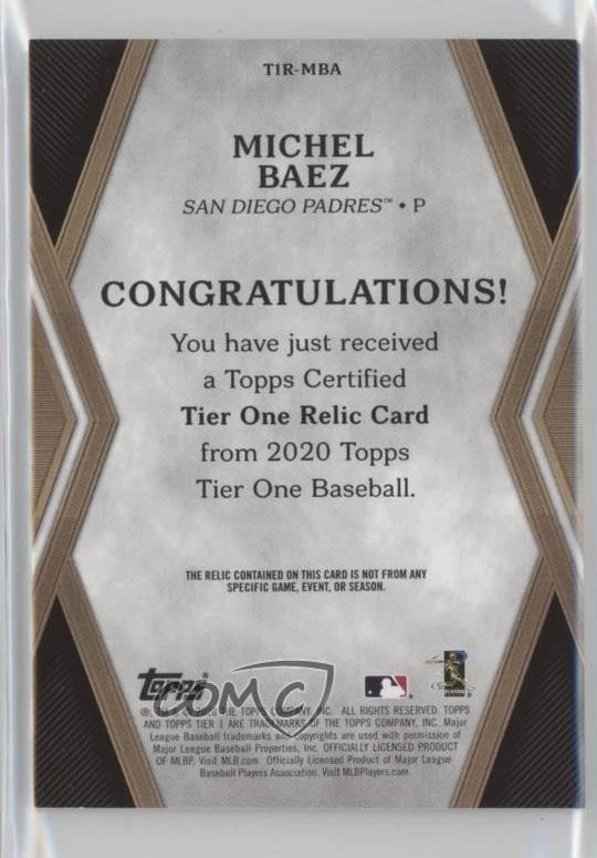 2020 Topps Tier One Tier One Relics /395 Michel Baez #T1R-MBA Rookie RC - Image 2 of 2
