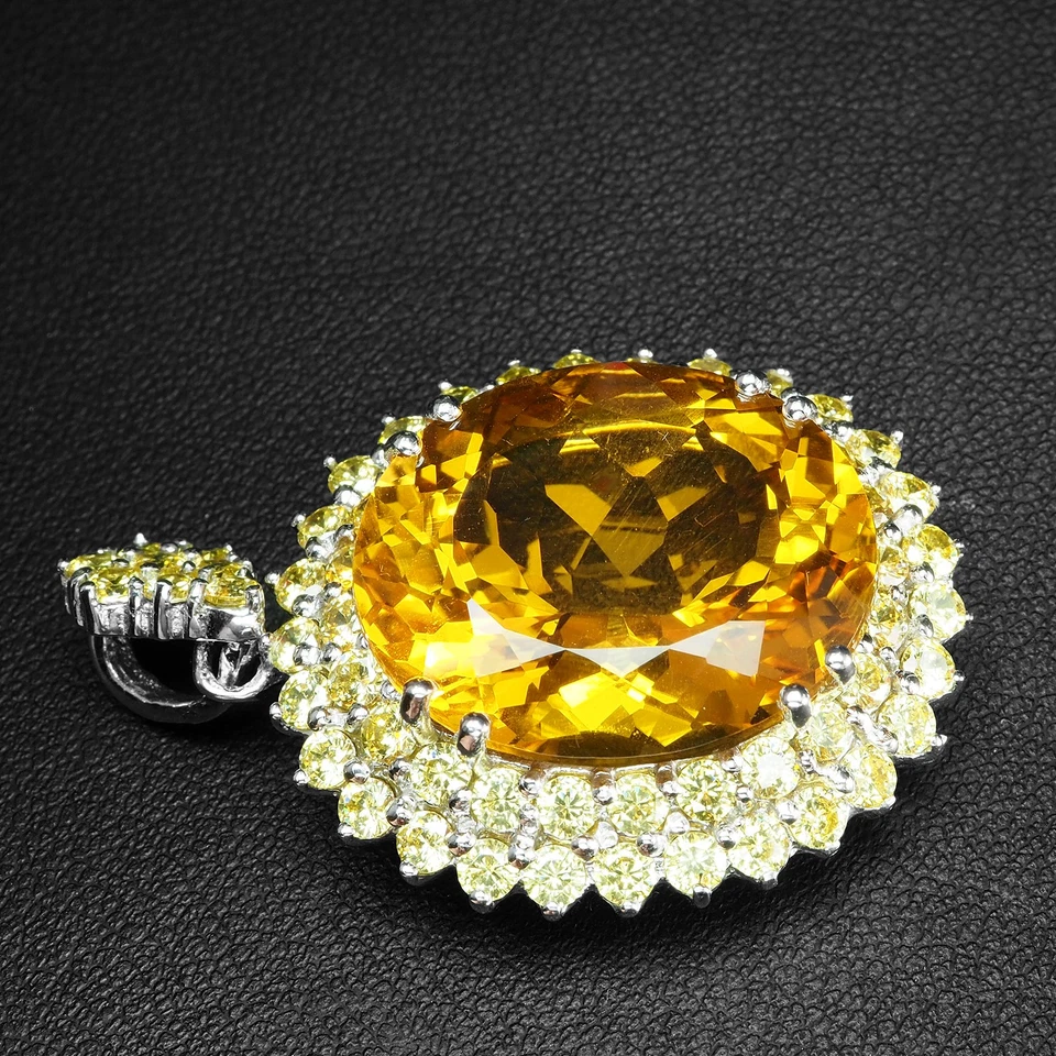 Colgantes de plata de ley 925 citrino dorado amarillo 28,70 quilates hechos a mano Black Friday Foto 4 de 4
