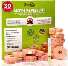 Moth Repellent for Wardrobes | 30x Rings 100% Natural Cedar Wood Moth Repell....