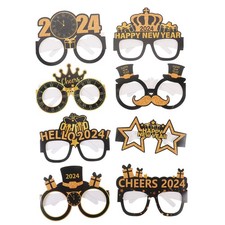 Assorted Color 2024 New Year Party Glasses Paper Frames Fun Photo Prop