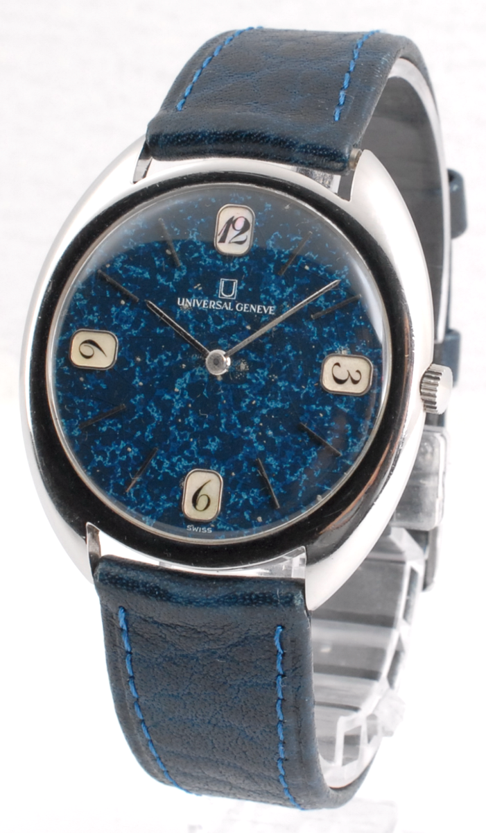 Universal Geneve 842119/01 Blue Star Dial 12-3-6-9 Ultra Thin