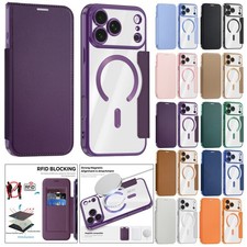 For iPhone 17 Pro Max 16 15 14 13 12 11 Magsafe Magnetic Leather Case Card Cover
