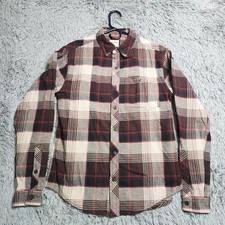 Simms Flannel Shirt Mens Small Long Sleeve Red Plaid Casual Button Up Outdoor