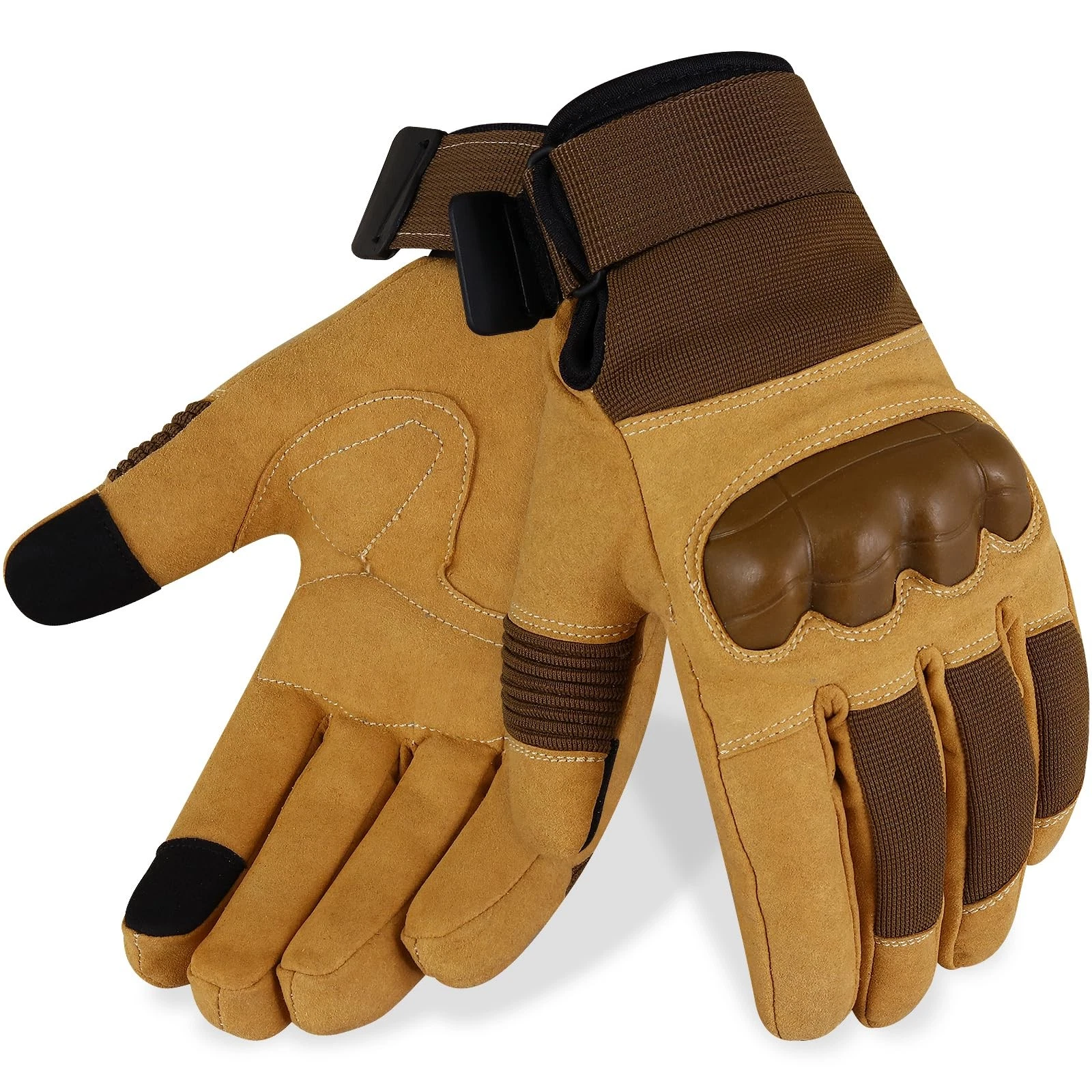 WFX Premium Winter Motorbike Gloves Windproof Full Finger L, Brown