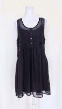 Express Sleeveless Layered Button Front Sheath Dress Black Size Medium