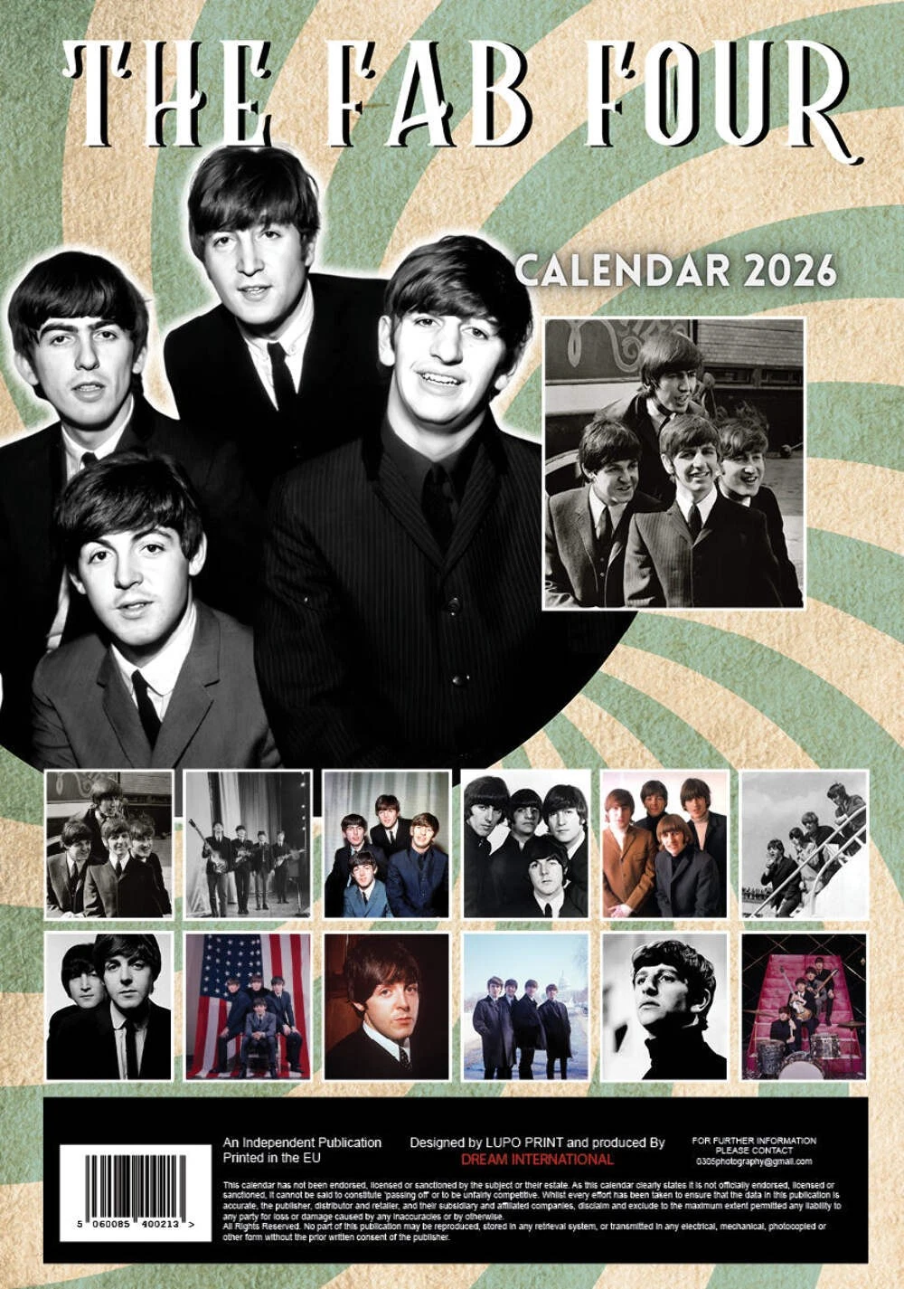 2026 The Fab Four (The Beatles) Vertical Wall Calendar