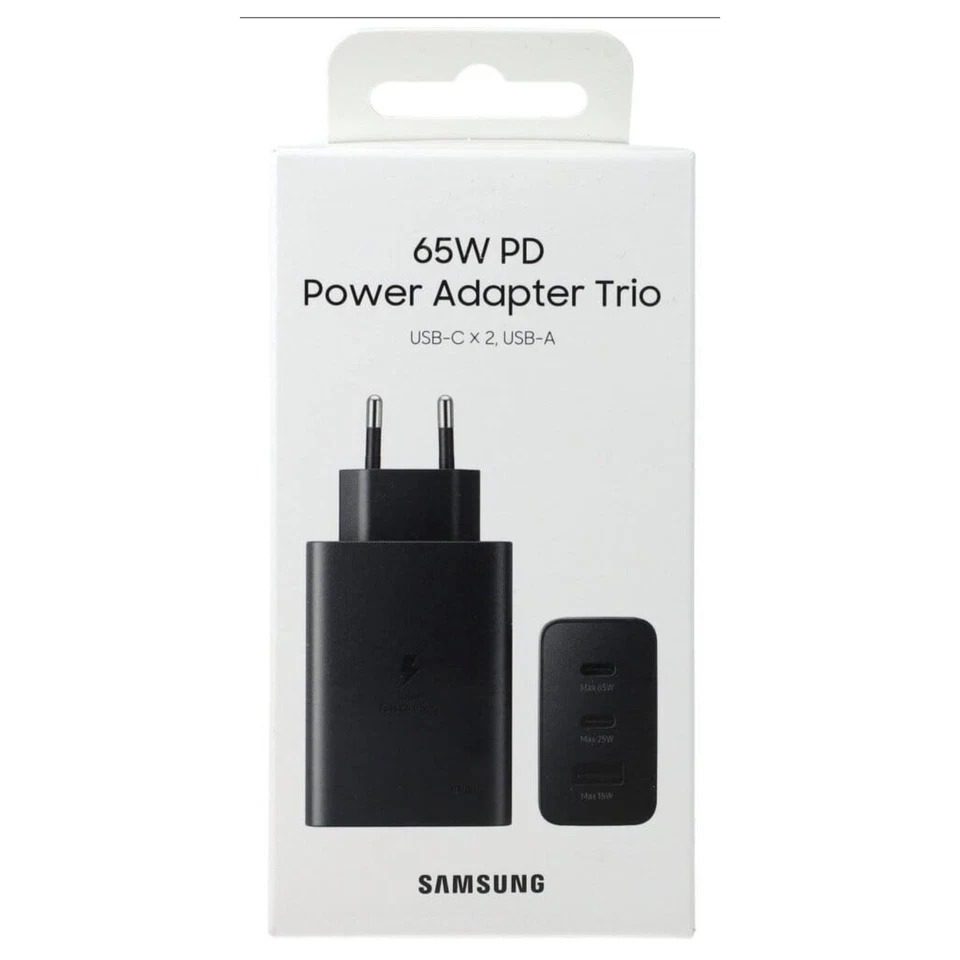 Original Samsung 65W Schnellladegerät Netzteil Trio USBC USB Anschluss Ladekabel - Bild 3 von 4