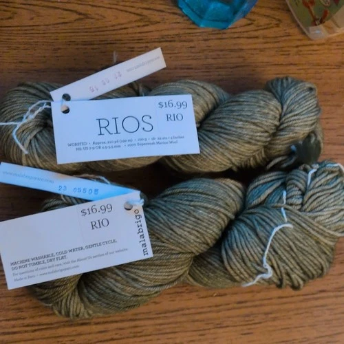 NWT 2 LOT Malabrigo Rios Rio Worsted Superwash Merino Yarn Hank 688 Yerba Green - product listing photo