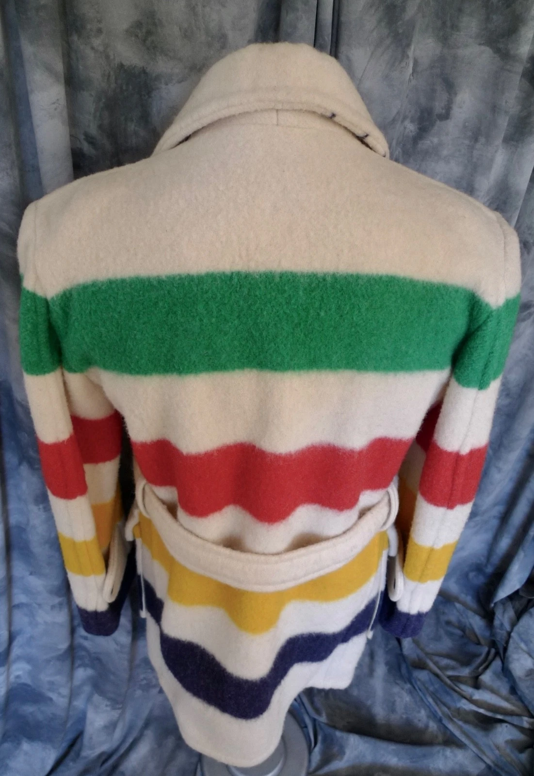 SUPERB! Mens HUDSON BAY Co HBC WOOL 4 POINT Blanket Coat Jacket STRIPED CLASSIC! - product detail image 9