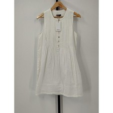 Quince Wm's 100% European Linen Sleeveless Swing Dress Sz S White# 50