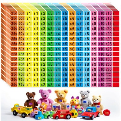 2250 Pcs Garage Sale Stickers, Yard Sale Price Stickers, Price Tag Labels