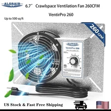 ALORAIR 6.7" Crawl Space Ventilator Fan 260 CFM Basement Garage Exhaust Fan