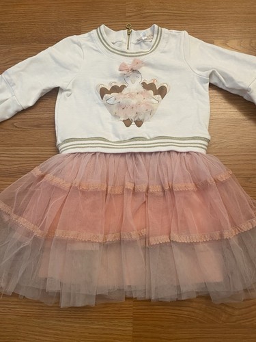 Girls pink & white tulle dress with turkey embellishment - Size 5 - Picture 3 of 5