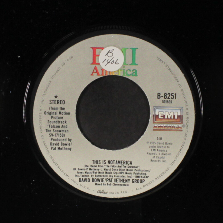 ミュージシャン Pat Metheny Group David Bowie Vintage DAVID BOWIE / PAT METHENY GROUP: this is not america EMI AMERICA 7