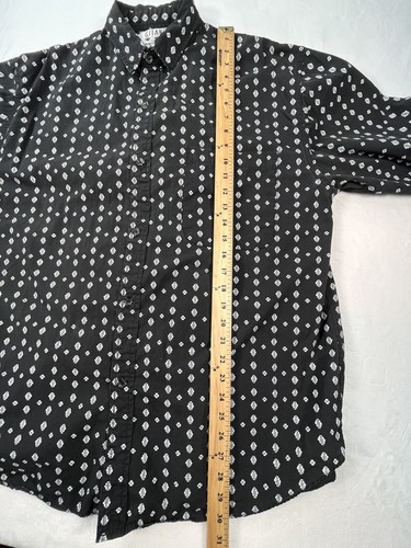 VTG Gitano Shirt Mens L Black White Button Front Southwest Inspired - Picture 10 of 16