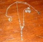 Vintage Clear Rhinestone Peirced Earrings and Necklace/choker Set 1980s — photo 2